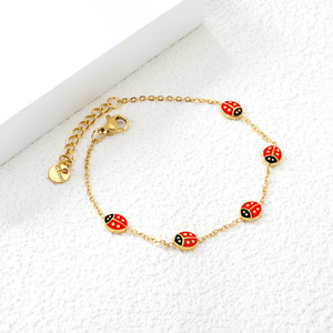 Pulsera con Dijes de Mariquita, Chapada en Oro, Aleación de Zinc, Joyería para Mujer, Regalo, Accesorio de Moda - Product Image 3