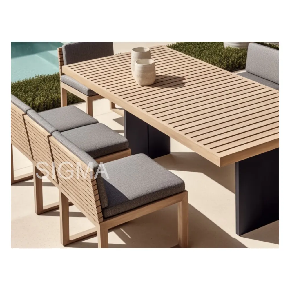 Discount Modernos Estilo Modern Design Waterproof Low Price Comfort Outdoor Garden Table Set Furniture Patio Dining Chair Bench
