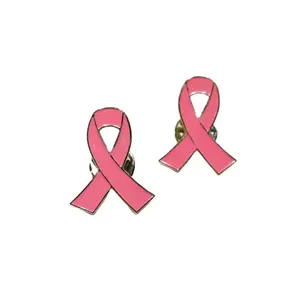 Custom Metal Pink Ribbon Badge Pin Breast Cancer Campaign Symbol Souvenir Pin, Hard Enamel Awareness pink Ribbon brooch