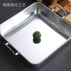 Stainless Steel Gold Colored Square <b>Snack</b> <b>Tray</b> With Double Handles For French Fries And Fried Chicken Hotel Use - Product Image 3