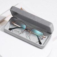 Étui à lunettes rectangulaire en métal PU écologique portable à monture intégrale tendance imprimé pour la myopie et la presbytie