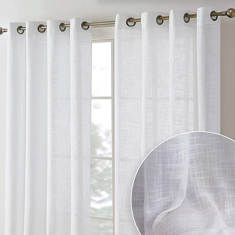Baumwolle afrikanisch weiß transparent Fenster rolle Semi-Spitze Polyester drapieren Tüll Voile türkischen Vorhang Stoff mit transparenten