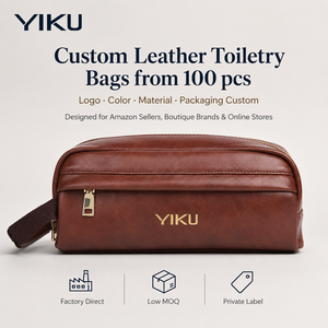 Trousse de Toilette Personnalisée YIKU pour Hommes en <span class=keywords><strong>Cuir</strong></span> PU, Grande Capacité, Sac de Voyage Organisateur, Fabricant OEM ODM Marque Privée - Product Image 1