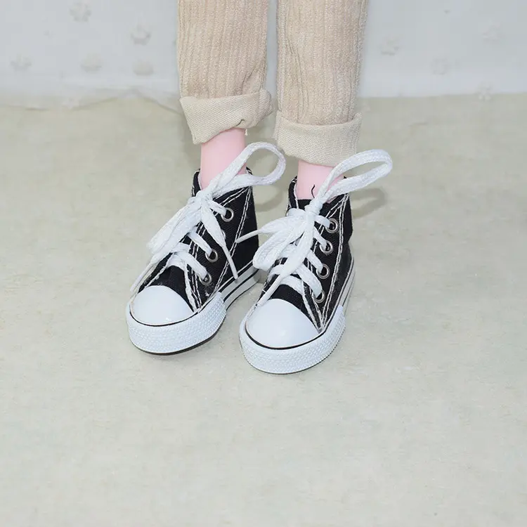 60cm BJD bebek moda Mini ayakkabı anahtarlık için ayakkabı bağı ile toptan 7.5cm kanvas ayakkabılar