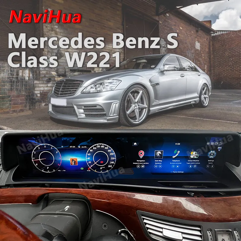 NaviHua multimedya Android araba radyo dijital küme kilometre çift ekran yükseltme Mercedes Benz S Class W221 için yeni varış