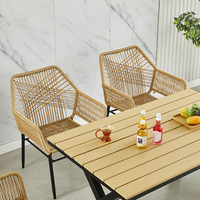 Table à manger moderne en bois sur piétement carré, 4 places, pieds en métal, multifonctionnelle, pour école, hôtel, mobilier d'extérieur écologique