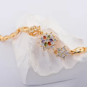 Multiple Chain Bracelet <strong>for</strong> Women Gold Plated Cubic Zirconia Flower Bracelet Party Anniversary <strong>Jewellery</strong> Gift <strong>for</strong> Women/<strong>Mum</strong>/Wife - Product Image 4