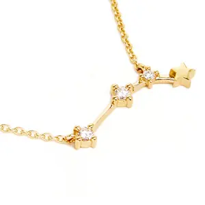 Milskye conception unique bijoux personnalisés en argent sterling 925 plaqué or 14k collier constellation du zodiaque bélier nuit étoilée