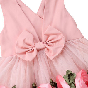 All'ingrosso dolce neonata compleanno <span class=keywords><strong>abiti</strong></span> in pizzo abbigliamento nuovo Design bambini abito da festa di nozze con grande fiocco - Product Image 3