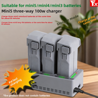 Hub Pengisian Daya Cepat 100W 3-Port untuk DJI Mini 4 Pro/3/3 Pro Drone Bahan ABS Portabel Aman Tahan Lama Pengisian Cepat