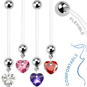 Confortable Dangle Coeur Étoile CZ Gemmes Ventre Anneau Long Clair UV Barbell <span class=keywords><strong>Nombril</strong></span> <span class=keywords><strong>Piercing</strong></span> Bijoux <span class=keywords><strong>pour</strong></span> Femmes Enceintes - Product Image 5
