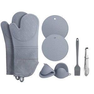 Maniques de four en silicone du fabricant avec doublure en coton épais, longues et antidérapantes - Product Image 1