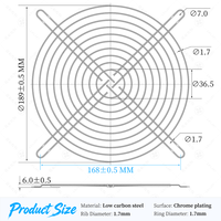 Grille de protection industrielle GBOC 200 mm en fil métallique argenté pour ventilateur axial de refroidissement 20 cm (7,87 pouces)