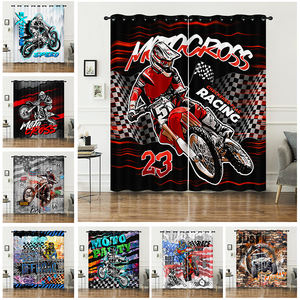 Cortinas Modernas de Poliéster 100% con Aislamiento Térmico y Estampado de Motocicleta Impreso en 3D, Personalizables, 120g, Opacas para Dormitorio, Sala de Estar - Product Image 2