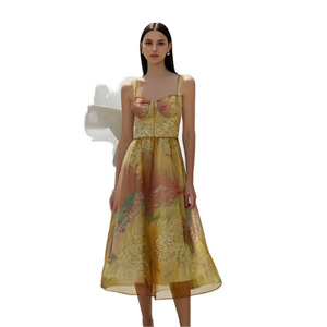 5406 2026 Nouvelle arrivée été Robe midi à bretelles spaghetti sans manches <span class=keywords><strong>pour</strong></span> femmes Casual Plage Vacances - Product Image 1