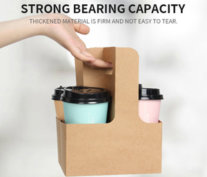 Toptan özel kağıt 1/2/4 kahve fincanı sıcak içecek bardağı tutucu tepsi taşıyıcı kolları ile götürmek içecek kahve - Product Image 4