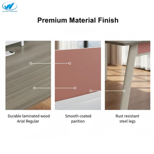 Bàn làm việc văn phòng hiện đại cao cấp hai người ngồi, có vách ngăn và tủ cao, dùng cho nhân viên văn phòng - Product Image 6