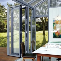 Puerta Plegable de Aluminio de Diseño Abierto AOSTTER con Apertura Completa de 90 Grados y Rodillos Suaves para Patio de Verano