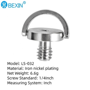 BEXIN accesorios de cámara de vídeo profesional D-bolt Acero inoxidable ranurado 1/4 "tornillo de cámara y tuerca con anillo D - Product Image 2