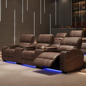 Canapé <span class=keywords><strong>de</strong></span> cinéma maison <span class=keywords><strong>de</strong></span> <span class=keywords><strong>luxe</strong></span> en cuir véritable, inclinable électriquement, rangée droite, pour villa, cinéma privé, <span class=keywords><strong>salle</strong></span> multimédia - Product Image 4