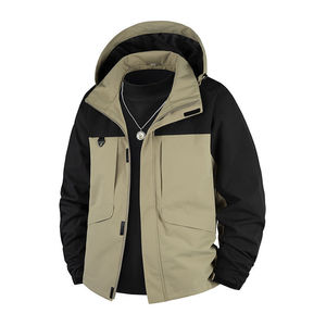 เสื้อแจ็คเก็ตกันลมแบบมีฮู้ดสั่งทำพิเศษ สีตัดต่อ  สำหรับทุกเพศทุกวัย  ชุดทำงานกันลม  รับสกรีนโลโก้ตามแบบโรงงาน - Product Image 1