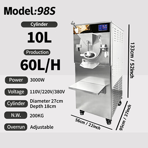 เครื่องทำไอศกรีมแบบแข็งสไตล์อิตาลี ขนาดถัง 10 ลิตร ผลิตได้ 60 ลิตร/ชั่วโมง พร้อมระบบควบคุมปริมาณน้ำแข็งได้  เครื่องทำเจลาโต้เชิงพาณิชย์ - Product Image 3