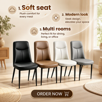 Chaise de salle à manger moderne en cuir PU avec pieds en fer, rembourrée, pour appartement