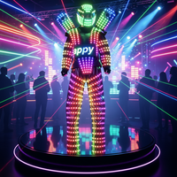 Disfraz de Robot LED de Alta Calidad con Luces Láser Iluminadas RGB, Control Remoto, Batería Recargable, Traje de Zancudo