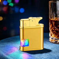 Briquet torche moderne à flamme bleue, gonflable, coupe-vent, personnalisable avec logo, en métal carré – Meilleures ventes