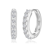Boucles d'oreilles Dan Jewelry pour femme, créoles Huggie à 7 pierres serties en griffes, en argent sterling 925 avec zircon cubique 5A