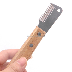 Peine de herramienta de aseo especial para <span class=keywords><strong>perros</strong></span> de carreras Schnauzer Bull Terrier, cepillo de aseo para mascotas con mango de madera de estilo clásico - Product Image 5