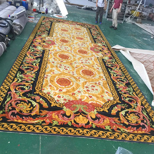 Karpet Area wol tenun tangan unggul untuk ruang tamu kerajinan wol rumbai tangan
