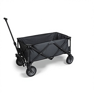 Customized Four-Way Outdoor Folding Trolley Camping Picnic Hand Push Tool Cart CT0101 Black With Cloth Bag