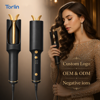 Torlin Black Gold Fer à boucler automatique à faible MOQ, 1 pouce, avec interrupteur coulissant LED, contrôle de la direction du moteur et rotation automatique