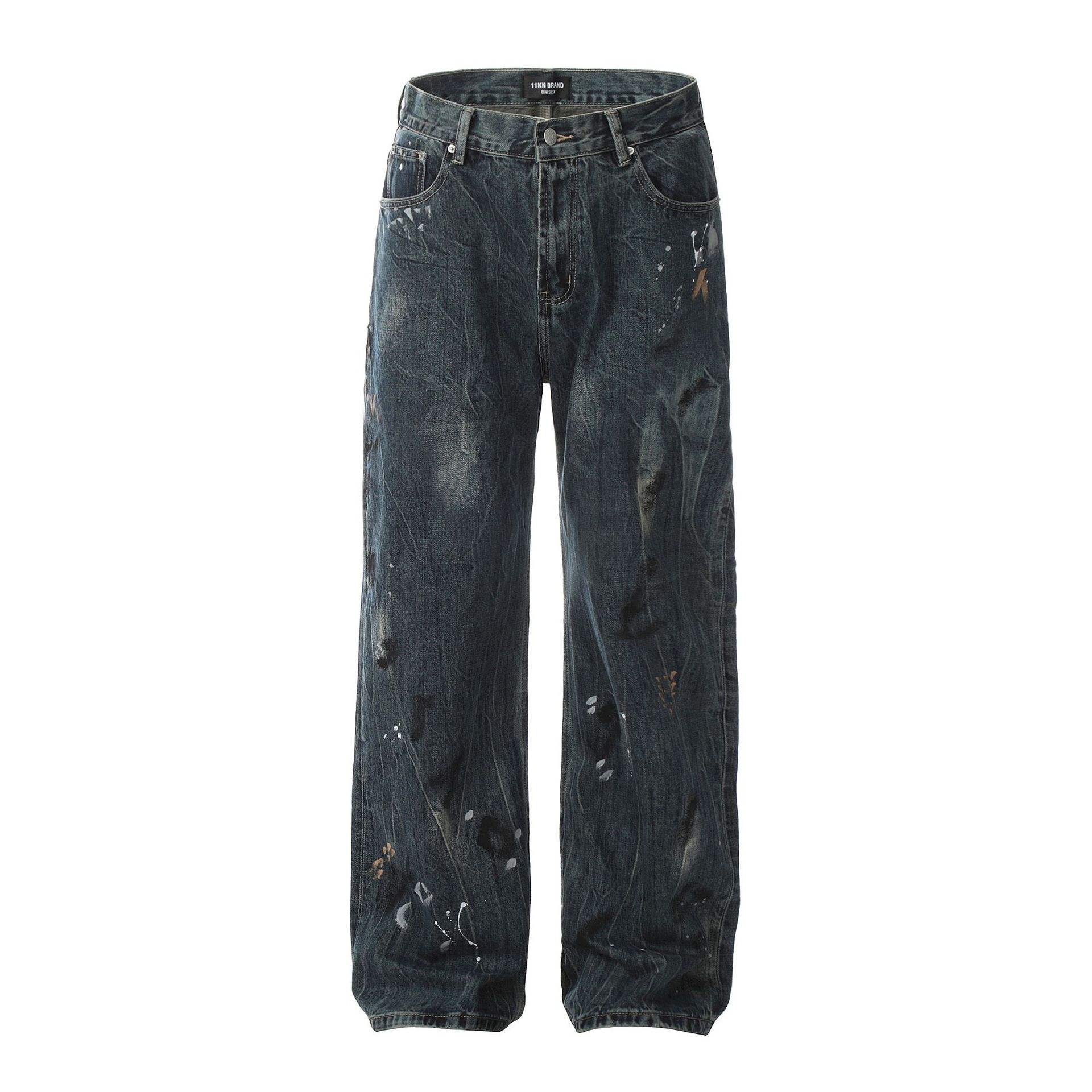 Verf Custom Jeans Voor Mannen Baggy Mannen Jeans Broek Mode Heren