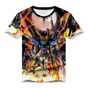 Camiseta sin etiqueta de manga corta de <span class=keywords><strong>Gundam</strong></span> Strike Freedom Unicornio, estilo anime y manga, de poliéster/algodón con estampado por transferencia <span class=keywords><strong>t</strong></span>érmica - Product Image 3