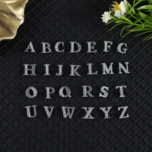 Letras del Alfabeto A-Z de 8mm con Incrustaciones de Diamantes para Hacer Dijes, Letras de Aleación Plateada con Parte Posterior Plana - Product Image 6