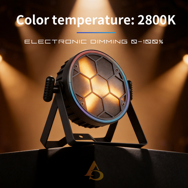 AICPOSE Vintage Honeycomb Golden Par Can Light High Bright 3x30W Golden Par Light with RGB Ring for Wedding Studio