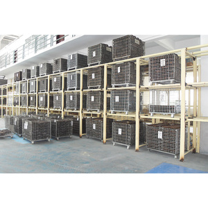 Cages de stockage pliables en métal grillagé <span class=keywords><strong>Cage</strong></span> de stockage de conteneurs en métal roulants pliables - Product Image 5