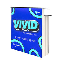 Comptoir de promotion portable en aluminium, design moderne et flexible, idéal pour les salons professionnels et la vente au détail