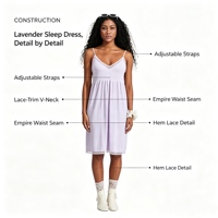 Robe de nuit élégante et confortable pour la peau, taille S-XXL, couleur unie, col en V, détail en dentelle, sans manches, style cami, longueur midi, pour un usage quotidien