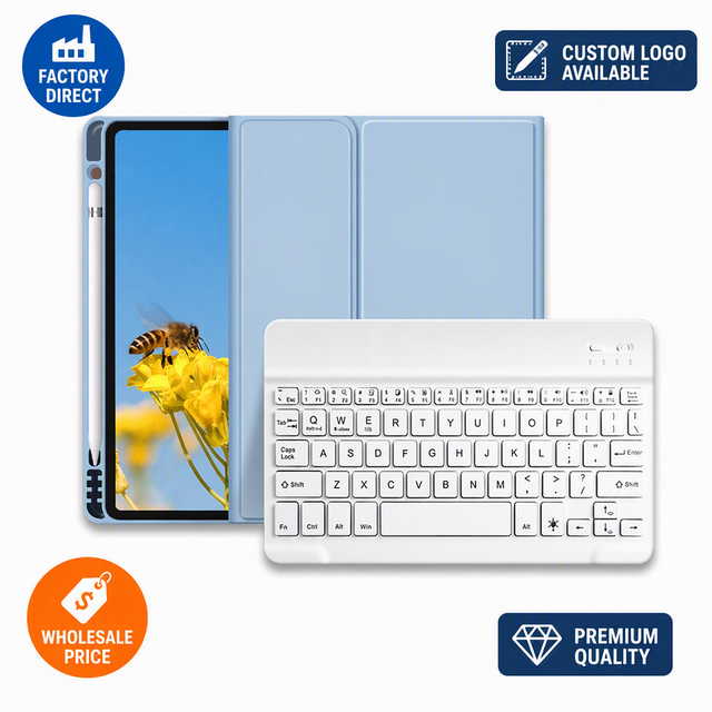 Detachable Wireless Keyboard  PU Leather and Silicone Tablet Case for iPad Pro 9.7 Air1 2 with Pencil Slot