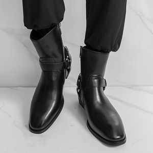 รองเท้าบูทหุ้มข้อสูงผู้ชาย ระบายอากาศได้ดี มีซิป รองเท้าบูทข้อสั้นสไตล์มอเตอร์ไซค์ สไตล์อังกฤษ หัวแหลม รองเท้าลำลอง ปี 2026 พร้อมบริการดรอปชิปปิ้ง - Product Image 3