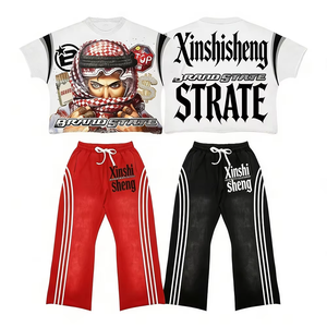 Conjunto de 2 Piezas Xinshisheng para Hombre, Camiseta Corta y Pantalones Deportivos Estampados, Talla Grande, Ropa Casual - Product Image 1