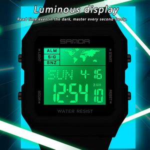 SANDA 2217 Unisex Student Multifunctional <b>Digital</b> Watch Dual‑Time Calendar Alarm <b>Clock</b> Waterproof Outdoor Sports Watch - Product Image 1