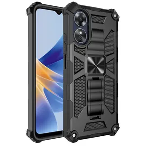 Casing ponsel gaya s pria, sarung HP Kombo Anti jatuh, perlindungan penuh cincin berdiri untuk Oppo A17k/A17/Oppo F25 Pro PC + TPU + CD line