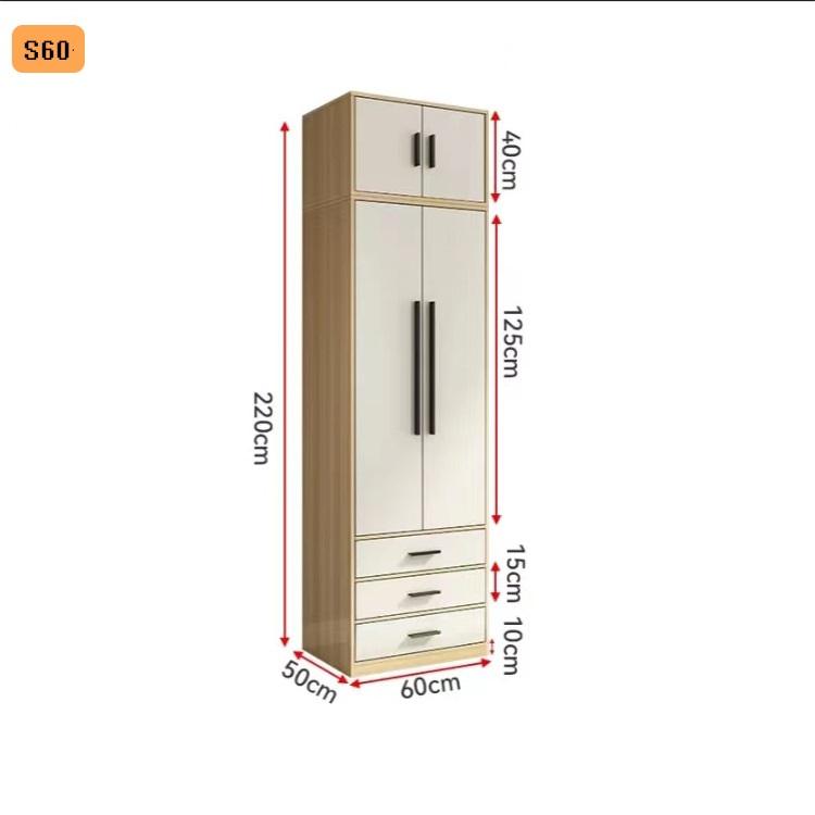S60 con armario superior color nogal alto 220 ancho 60 fondo 50