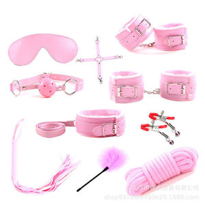 Adult sex toys, SM smooth leather plush 10-piece <b>set</b>, <b>bondage</b> and restraint sex toy, factory direct sales. - Product Image 5