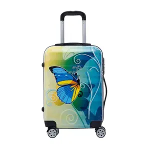 New product custom printing pattern suitcase business trip trolley bag travel zipper suit case luggage with 360 degree wheels