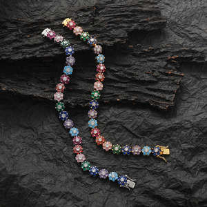 Pulsera de tenis de arcoíris de circón Multicolor a la moda para mujer, joyería ostentosa de lujo ligera de 7 pulgadas, pulsera de piedras preciosas con abalorio de flores - Product Image 4